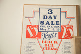 Vintage Art Deco ice cream ad detail: red and blue 