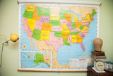 Colorful lower left of the 1990s Nystrom USA map, showing Alaska inset.