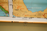 Vintage Nystrom pulldown map bottom with wooden rod, Mexico region, and pull loop.