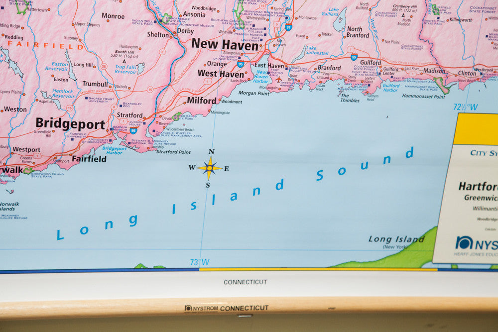 Markable Connecticut Pulldown Classroom Map // ONH Item 1816 Image 1