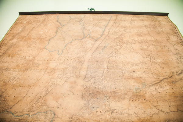 Rare 1860 Antique New York City Environs Manhattan Brooklyn Harlem Pulldown Wall Map Walling Tilden // ONH Item 1817 Image 6