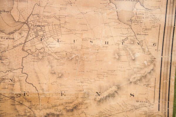 Rare 1860 Antique New York City Environs Manhattan Brooklyn Harlem Pulldown Wall Map Walling Tilden // ONH Item 1817 Image 10