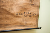 Antique 1860 New York City map title block, aged paper, new black dowel.