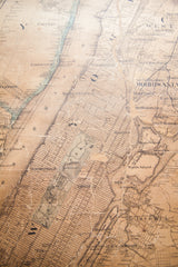 Antique 1860 New York City map detail, featuring Central Park, Harlem, Astoria neighborhoods.