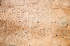 Rare 1860 Antique New York City Environs Manhattan Brooklyn Harlem Pulldown Wall Map Walling Tilden // ONH Item 1817 Image 1