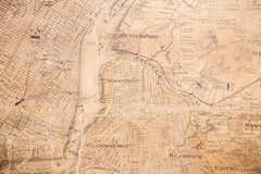 Rare 1860 Antique New York City Environs Manhattan Brooklyn Harlem Pulldown Wall Map Walling Tilden // ONH Item 1817 Image 22