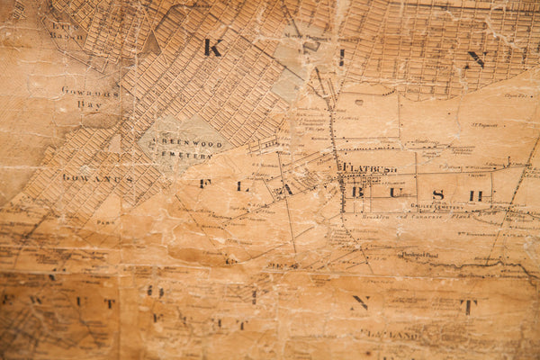 Rare 1860 Antique New York City Environs Manhattan Brooklyn Harlem Pulldown Wall Map Walling Tilden // ONH Item 1817 Image 24