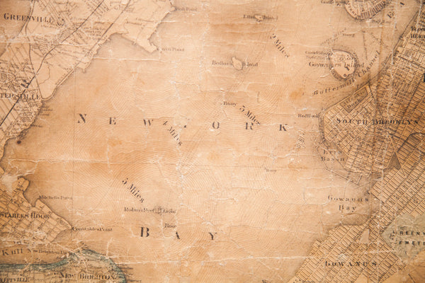 Rare 1860 Antique New York City Environs Manhattan Brooklyn Harlem Pulldown Wall Map Walling Tilden // ONH Item 1817 Image 25