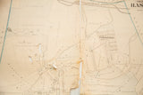 Close-up of the antique Hastings NY map, showing central seam, tears, and Uniontown.
