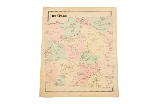 Antique Bedford NY Westchester Map // ONH Item 1822