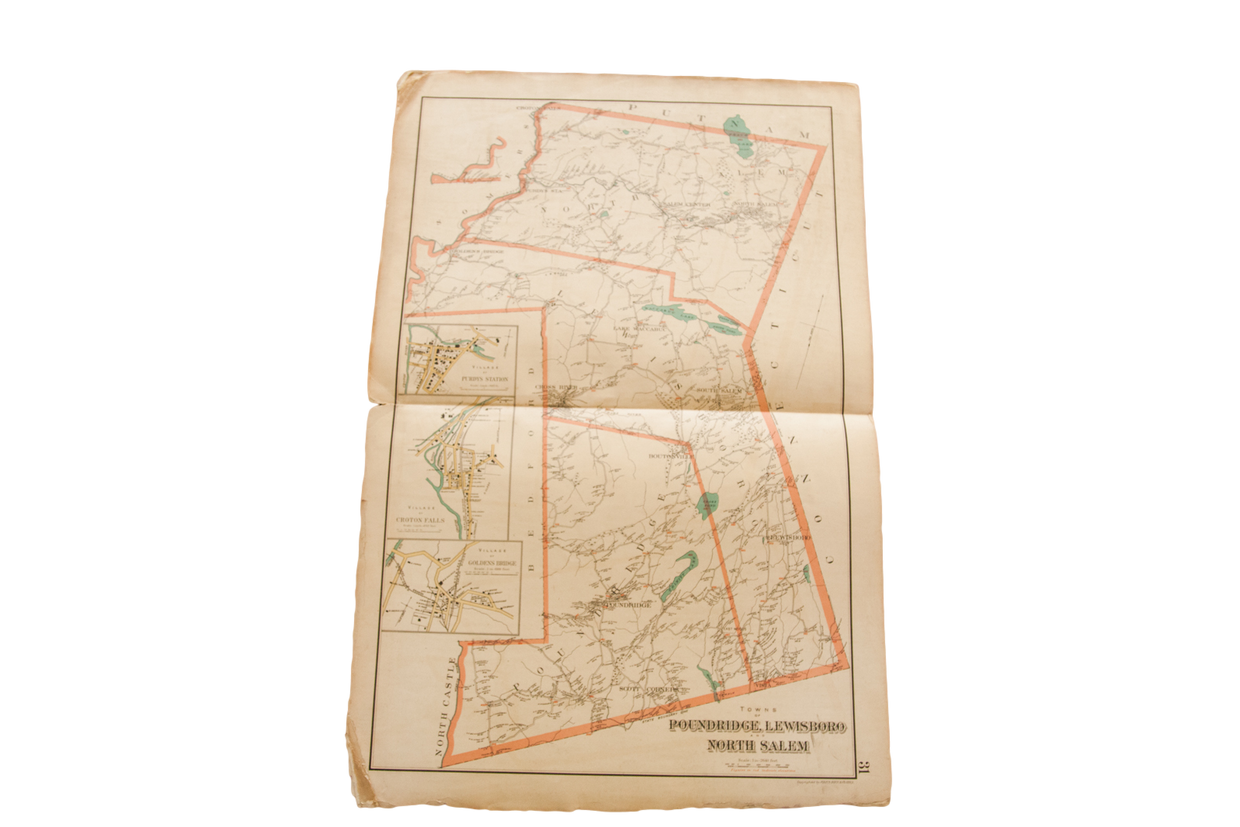 Antique 19th Century Julius Bien Pound Ridge Scotts Corners NY Map // ONH Item 1823