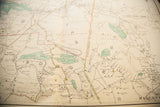 Antique 1908 map detail of Ridgefield, Connecticut, outlining property lines.