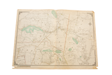 Antique 1908 Ridgefield CT Bedford NY map showing faded towns, roads, and pale blue lakes.