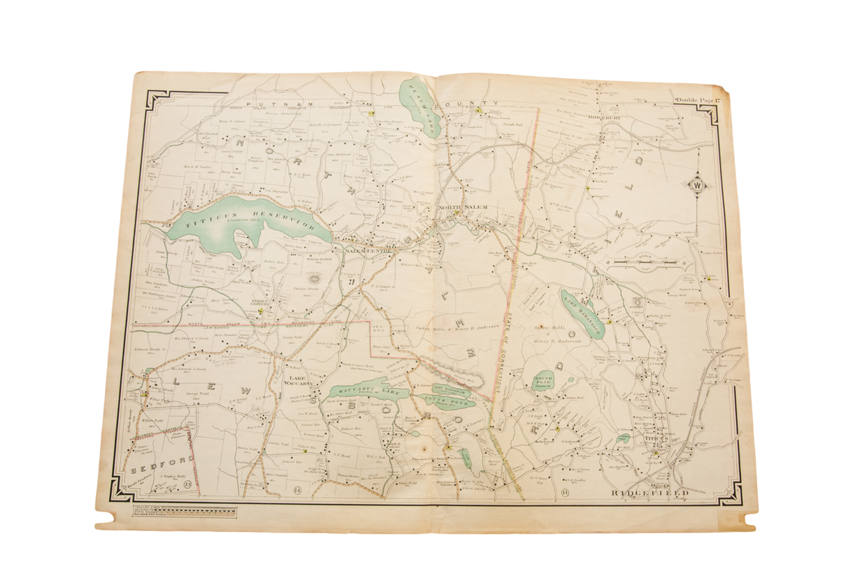 Antique Ridgefield CT Bedford NY Map // ONH Item 1824