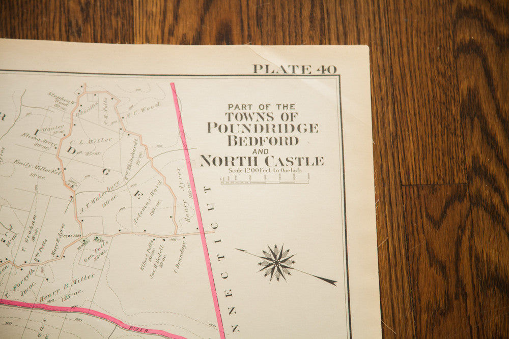 Antique Bedford NY Map // ONH Item 1825 Image 1