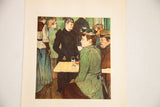 Vintage 1950s color plate print of Toulouse-Lautrec's Moulin de la Galette scene.