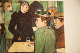 Close-up of the figures in the 1950s color plate print by Toulouse Lautrec.