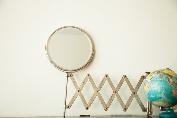 Double Sided Beveled Glass Vintage Shaving Accordion Mirror // ONH Item 1831