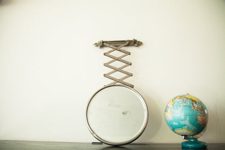 Deco Accordion Beveled Glass Fleur de Lis Shaving Mirror // ONH Item 1832