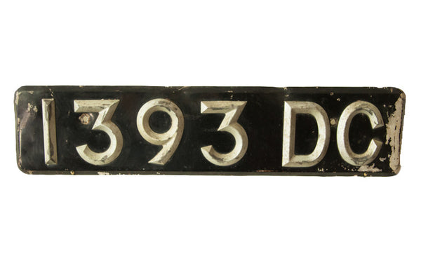 Art Deco Numbers Vintage British License Plate // ONH Item 1836