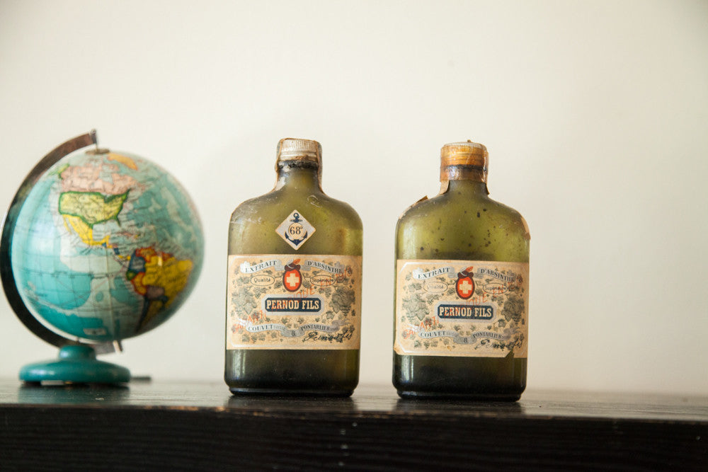 Rare Antique 1913 Pre-Ban Pernod Fils Absinthe Glass Bottles // ONH Item 1838