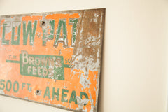 Antique Cow Path Metal Sign Browns Feeds // ONH Item 1841 Image 1