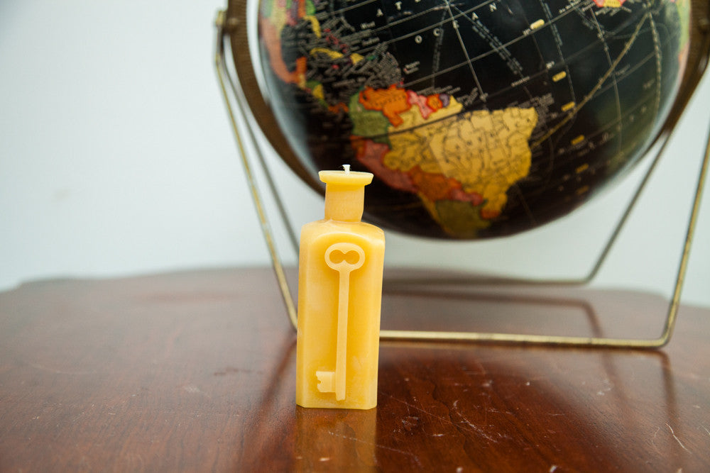 Antique Bottle Beeswax Candle Collection Skeleton Key // ONH Item 1847 Image 1