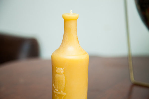 Antique Bottle Beeswax Candle Collection Prescription Drug Owl // ONH Item 1848