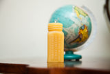 Natural beeswax candle, antique apothecary bottle replica, with 