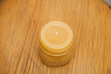 Atlas Mason Jar beeswax candle, top view with 