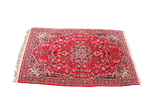 Vintage Persian Bijar rug with cherry red field, intricate floral medallion, 3'9