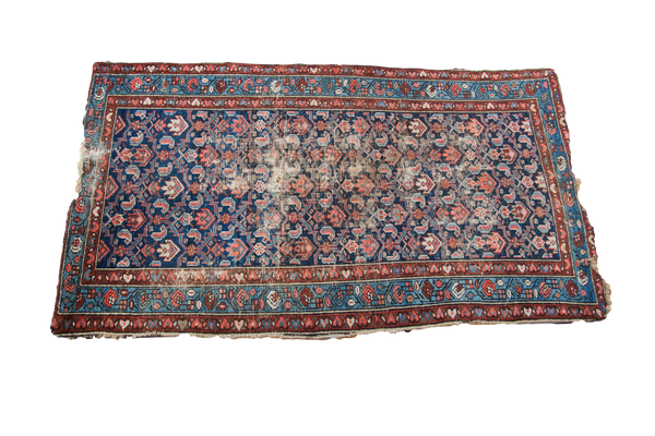 3x6 Worn Blue Hamadan Rug Runner // ONH Item 1864