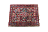 Hand-knotted Persian Sarouk rug with creamy ivory field and red, aqua floral motifs, 1'11