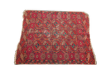 Antique Tekke rug, geometric guls in madder red and blue, low age-softened pile, 3'3