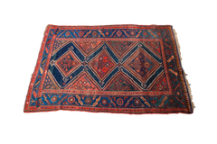 4x6 Blue And Red Antique Tribal Area Rug // ONH Item 1870