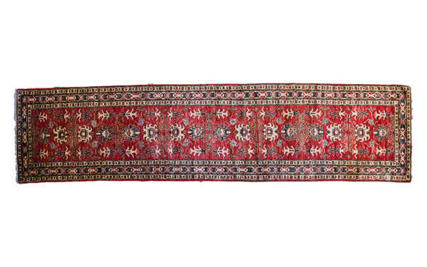 3x11 Vintage Red Pak Caucasian Rug Runner // ONH Item 1873