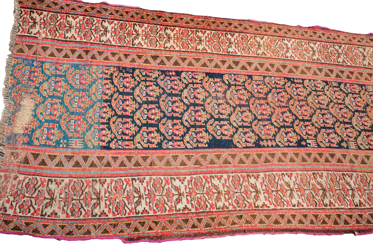 3x8.5 Antique Kurdish Persian Wide Rug Runner // ONH Item 1875