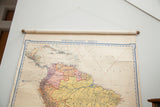 Vintage Denoyer Geppert 1919 South America map, lower right showing pink and yellow regions.
