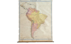 Vintage Denoyer Geppert 1919 South America Pull Down Map // ONH Item 1879