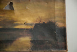 Detail showing rips and aged canvas texture of 