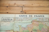 Top left detail of the Antique Map of France, showing title, legend, subtle pastel tones, and soft creases.