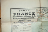 Antique Map of France title block detail, revealing soft, aged pastel tones.