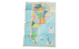 Vintage 1940s-1950s map of Argentina showcasing stunning blue water and colorful regions.