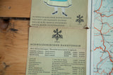 Close-up of the vintage Swiss map showing the 1872 bank sponsor details at the fold.