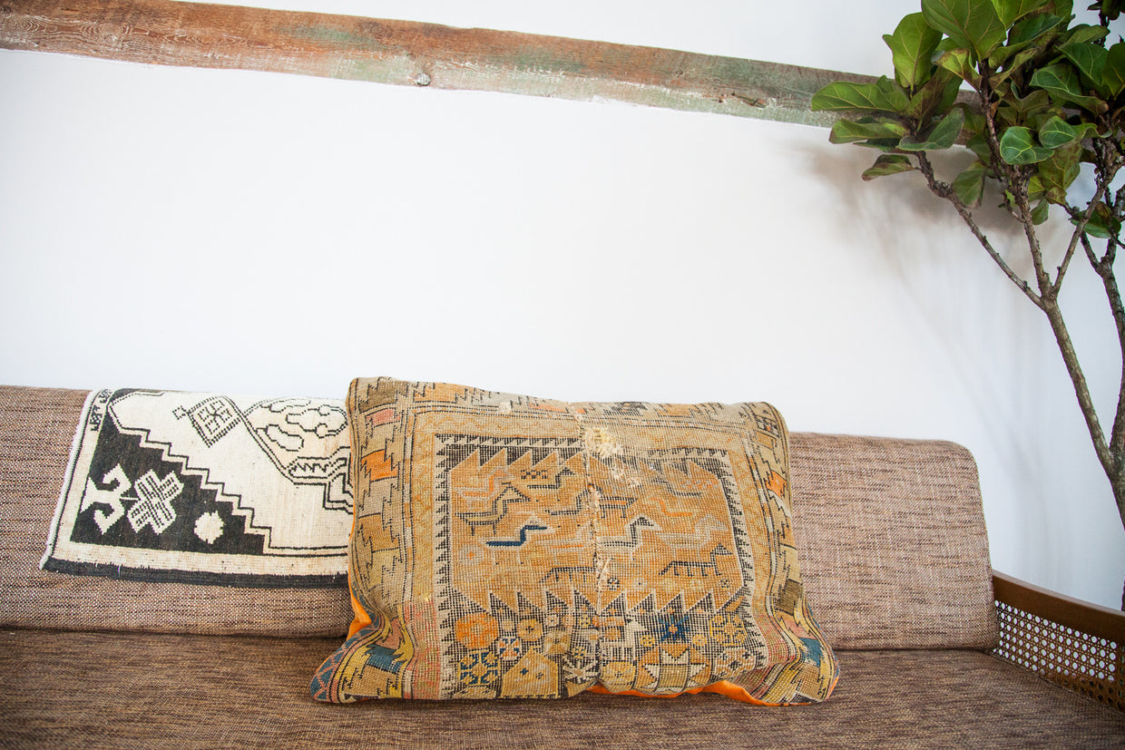 Antique Orange Caucasian Pillow // ONH Item 1889