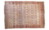 Distressed antique Persian Kerman carpet, allover rose and beige cypress tree pattern, 9'2