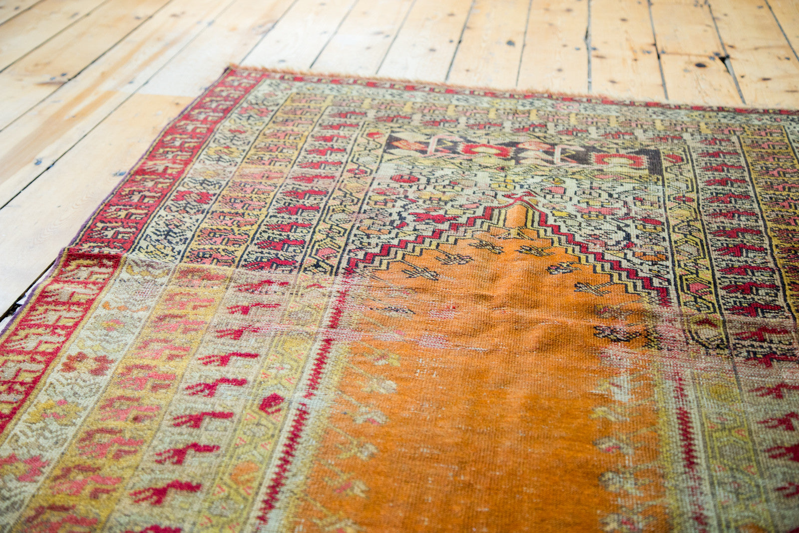 4x5.5 Vintage Distressed Turkish Orange Prayer Rug // ONH Item 1901 Image 1