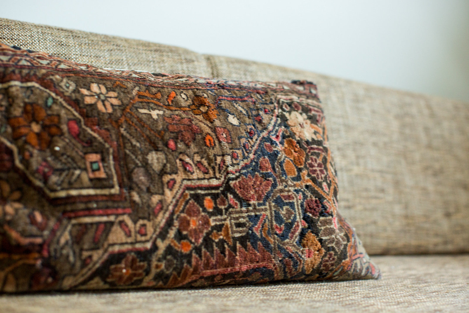 Vintage Blue Sarouk Style Fragment Pillow // ONH Item 1913 Image 1