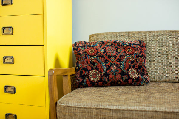 Vintage Dark Blue Mahal Fragment Pillow // ONH Item 1914