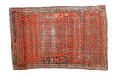 Antique Persian Malayer rug with brick red allover boteh, charcoal tree-of-life cartouche, 3'6
